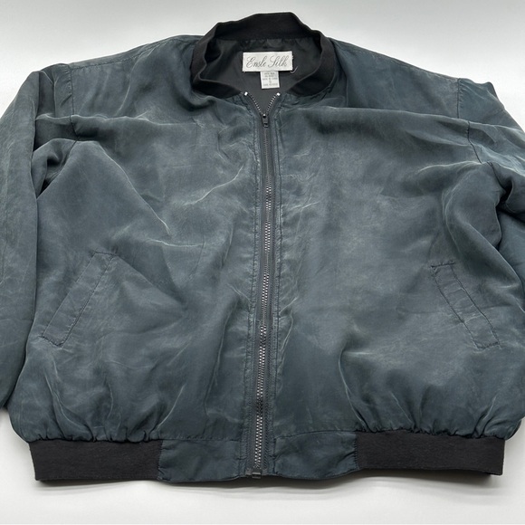 Vintage Collectibles Ensle Silk 100% Silk Black Zip-Up Jacket men’s small - Picture 1 of 12